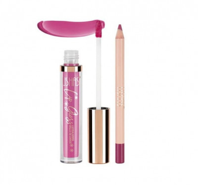 Set ruj si creion de buze, Ushas, Lip Gloss Lip Pencil, 06 foto