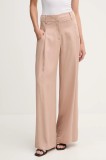 Sisley pantaloni culoarea maro, lat, high waist, 4V7PLF06N