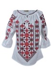 Bluza tip ie dama B23 alb aprins/rosu capsuna , marimea 3XL