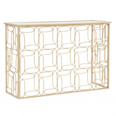 Consola glam blat oglinda Tensi 120X40X81 cm baza metal auriu - STOC
