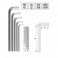 Set 10 chei imbus hexagonale YATO foto