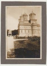 Fotografie carton Manastirea Curtea de Arges din vechi album sasesc din Sibiu foto