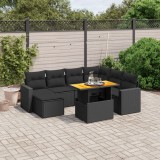 Cumpara ieftin Gossi set mobilier de gradina cu perne, 8 piese, negru, poliratan