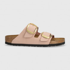 Birkenstock papuci din nubuc Arizona Big Buckle culoarea roz, 1026583