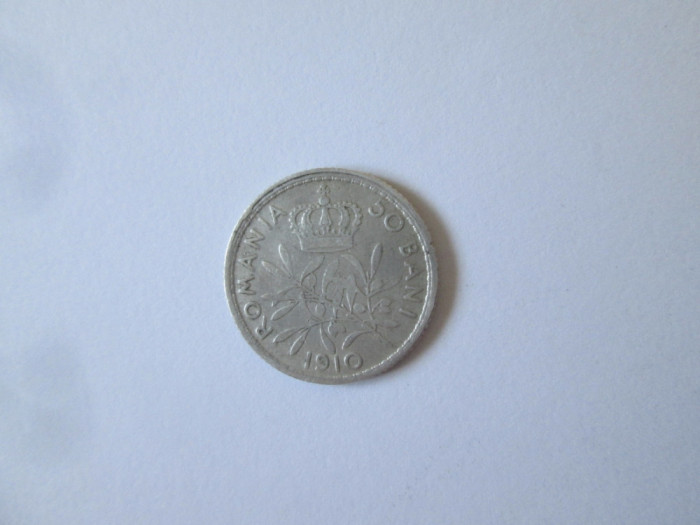 Rom&acirc;nia 50 Bani 1910 argint in stare buna
