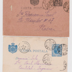 2 Carti postale expediate din Bucuresti 1895 la Liege si 1893 la Ploiesti