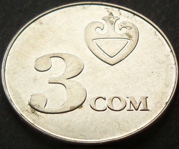 Moneda 3 SOM - KYRGYZSTAN, anul 2008 * cod 312