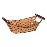 Cos decorativ, cu manere din lemn, Maro, 34x22x12cm, ConceptSeller