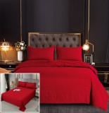 Cumpara ieftin Lenjerie Damasc Danemarca Df009, Damasc, 6 Piese, Fara Elastic, Rosu