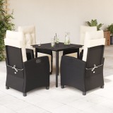 vidaXL Set mobilier de grădină cu perne, 5 piese, negru, poliratan 3212954