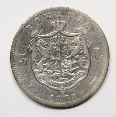 5 LEI 1881 . RIDURI . REGE ,G, LAT . DETALII BUNE . foto