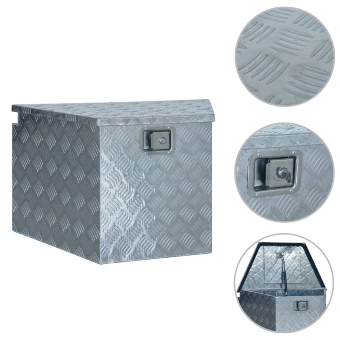Ladă din aluminiu, 737/381 x 410 x 460 cm, argintiu