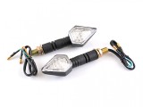 Semnalizari Moto LED Revo, Negre, Design Romb, Brat Lung, Omologare E8, 12V, Prindere M10