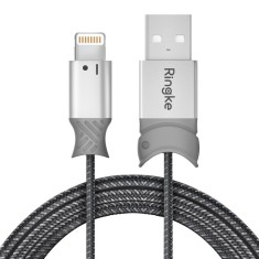 Cablu de date USB la Ligntning 20cm, Ringke Smart Fish, gri foto
