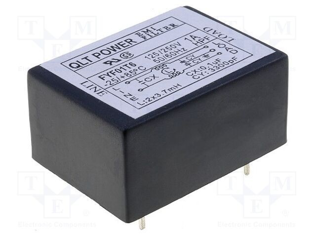 Filtru anti-interferen&Aring;&pound;e 250VAC 100nF 3,3nF 3,7mH THT QLT POWER