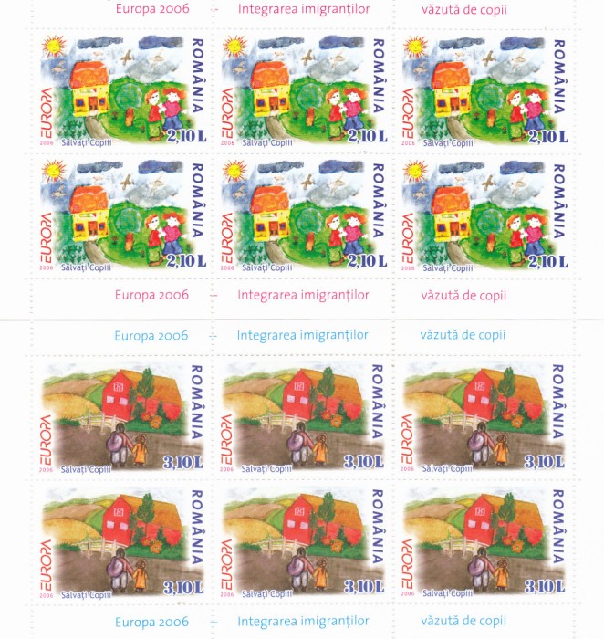 EUROPA 2006,INTEGR. EMIGRANTILOR,MINICOLI DE 6,Lp.1718a,2006, MNH ** ROMANIA.