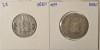 Belgia, Belgium, 2 monede, KM#38, KM#39, 1880, argint, comemorative, 1, 2 Franc, (Independence), Europa