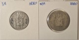 Belgia, Belgium, 2 monede, KM#38, KM#39, 1880, argint, comemorative, 1, 2 Franc, (Independence)