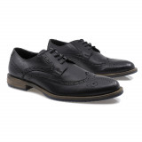 Pantofi Barbati, Nev-872, Casual, Piele Naturala, Negru, 41 - 43