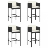 Cumpara ieftin Scaune de bar cu perne, 4 buc., negru, poliratan