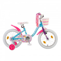 Bicicleta Copii Polar Unicorn - 16 Inch, Albastru-Roz foto