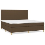 Cumpara ieftin Pat box spring cu saltea, maro inchis, 200x200 cm, textil