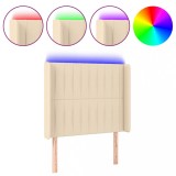 Cumpara ieftin Tablie de pat cu LED, crem, 103x16x118/128 cm, textil