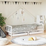 vidaXL Cadru de pat pentru copii, alb, 90x190 cm, lemn masiv de pin