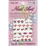 Stickere 3D Sf Valentin pentru nail art - inimi, Cupidon, flori