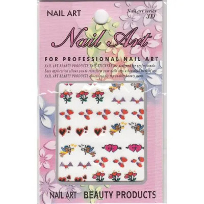 Stickere 3D Sf Valentin pentru nail art - inimi, Cupidon, flori foto