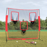 Plasa de baseball portabila negru/rosu 183x105x183 cm poliester GartenMobel Dekor, vidaXL