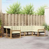 vidaXL Set de canapele de exterior cu pernă 6 pcs Alb și crem 3389012