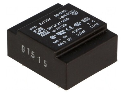 Transformator &amp;icirc;ncapsulat 1VA 115VAC 9V PCB foto