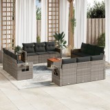 VidaXL Set mobilier de grădină cu perne, 13 piese, gri, poliratan