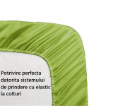 Cumpara ieftin Cearceaf de pat cu elastic, bumbac natural 100%, verde mat - 90/190