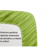 Cearceaf de pat cu elastic, bumbac natural 100%, verde mat - 150/200