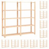 Etajere cu 5 niveluri, 10 buc, 170x38x170 cm, pin masiv, 500 kg