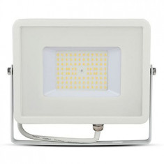 Proiector LED slim V-tac, 50W 6000lm, lumina neutra, 4000K, IP65, alb, cip Samsung