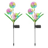 Set 2 Lampi Solare de Gradina, Papadie Decorativa, ABS &amp; Otel Inoxidabil, Lumina Colorata/Calda, 70 cm
