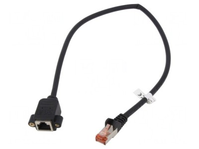 Prelungitor Ethernet RJ45 S/FTP Cat6 0.5m Negru foto