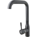 Baterie bucatarie Ermetiq ER-A417N, pipa 90&ordm;, monocomanda, Inox, Negru