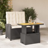 Gossi set mobilier de gradina cu perne, 2 piese, negru, poliratan