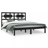 Cumpara ieftin Cadru de pat, negru, 200x200 cm, lemn masiv de pin
