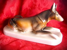 FIGURINA BIBELOU PORTELAN ROYAL DUX BOHEMIA CEHOSLOVACIA - CAINE LUP CIOBANESC GERMAN 30 CM