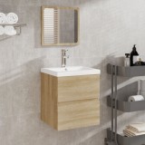 vidaXL Dulap cu chiuvetă de baie și oglindă, stejar sonoma 3114173