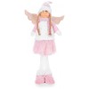 Decoratiune iarna, inger cu codite si aripi, fustita roz, 29x13x59 cm, Strend Pro