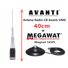 Antena Statie CB AVANTI Uno 40cm + Magnet Megawat 145PL