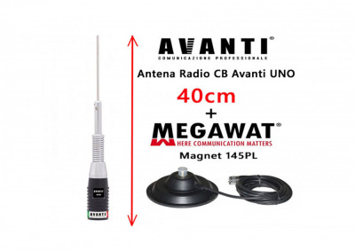 Antena Statie CB AVANTI Uno 40cm + Magnet Megawat 145PL foto