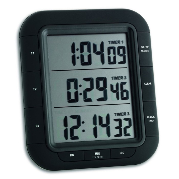 Timer si cronometru digital triplu, cu operare simultana, ceas, memorie, negru, TFA 38.2023 Children SafetyCare