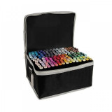Set 168 markere colorate pentru desen, varfuri 2 grosimi geanta carioci culori